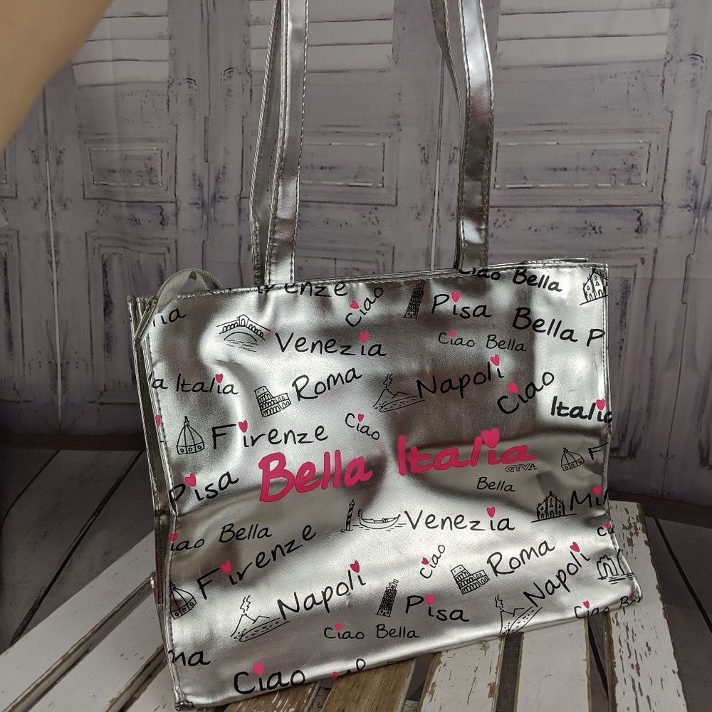 Bella Italia‎ tote purse summer carry beach silver